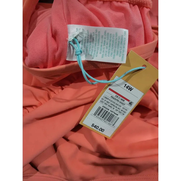 Kona Sol Women's Plus Size peach VNeck medium coverage one-piece swimsuit - 14w - Picture 3 of 6